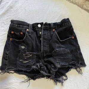 Levi's Black Distressed Jean Shorts
